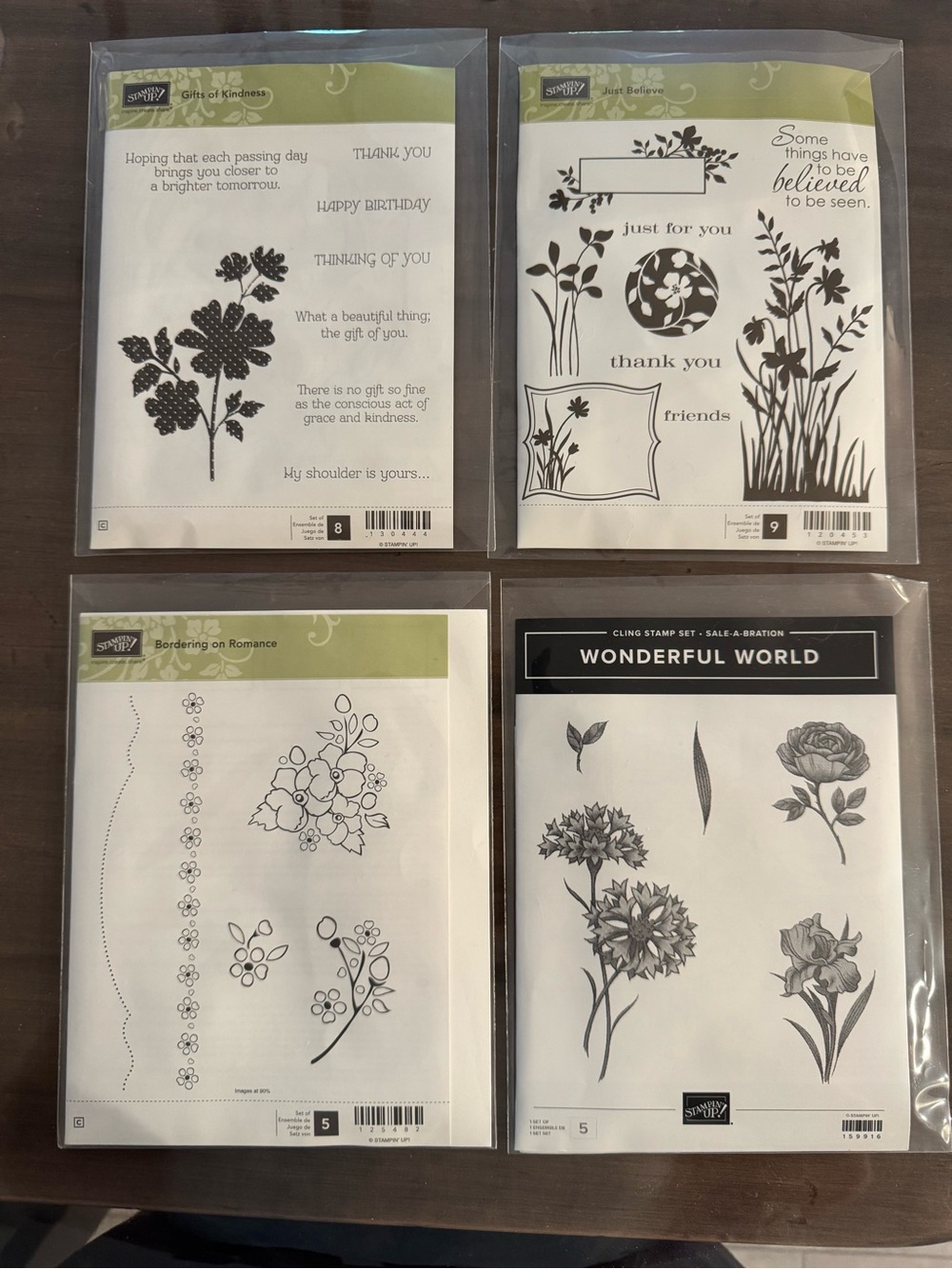 LIKE NEW Stampin' Up! Floral Cling Stamp Sets. Bundle of 4 sets. Mostly NEW.